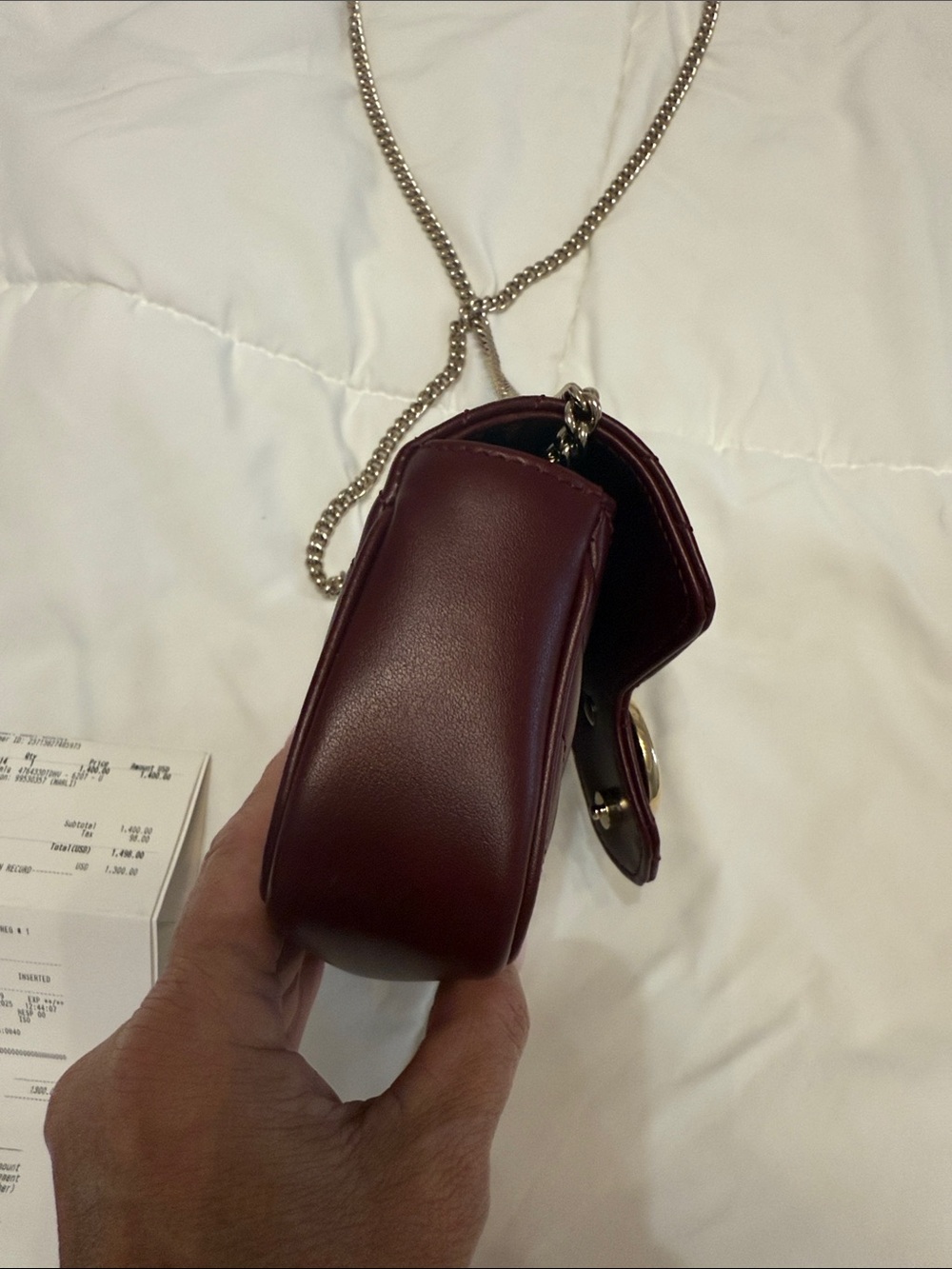Gucci GG MARMONT MINI BAG Burgundy GG Marmont Quilted chain Shoulder Bag 1 - Picture 11 of 16